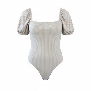 Good Luck Gem Light Gray Textured Top bodysuit large stretch